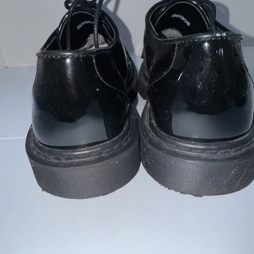 After Six Derby Shoes‎ Mens 9 Black Patent Leather Lug Sole Formal S0305